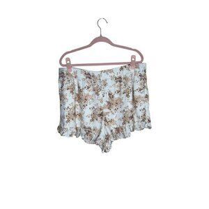 Abercrombie x Tia Booth Ruffle Hem Floral Linen Blend Shorts | Size XL Mid Rise